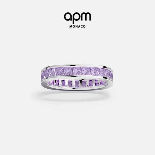 [明星同款]APM Monaco淡紫色Monaco Pavé Lilas戒指叠戴简约礼物