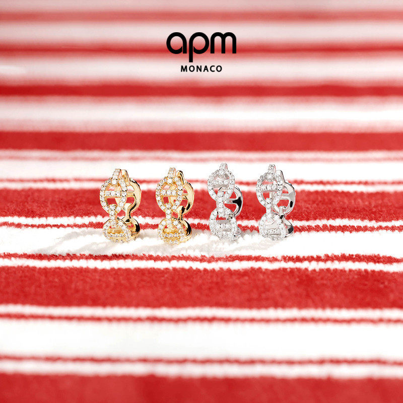 APM Monaco金黄色Maille Marine圈形耳环水手