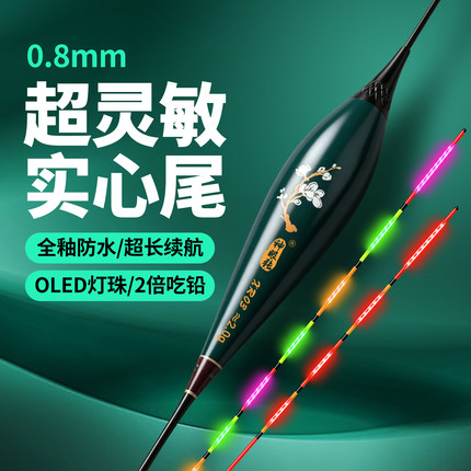 日夜二用咬钩变色电子漂LED灯珠硬尾316/322电池自重轻高灵敏鲫鱼