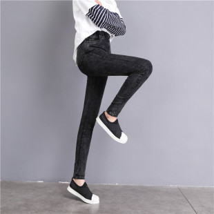 新款 提臀小脚裤 大码 胖mm350斤弹力绣花高腰修身 8113 女装 2020春装