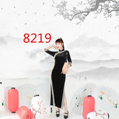 旗袍长款 新款 带花边旗袍单层旗袍 唐梦语