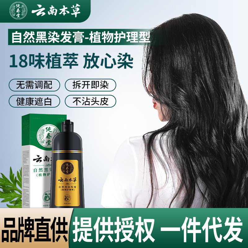 纯春堂云南本草染发剂植物黑发泡泡染一洗染黑彩染膏草本染发膏