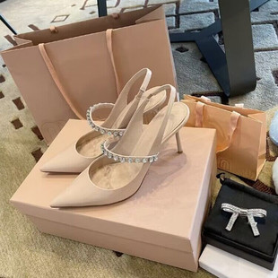 单鞋 裸色漆皮高跟鞋 英同款 尖头张元 女2026年新款 仙女风包头凉鞋