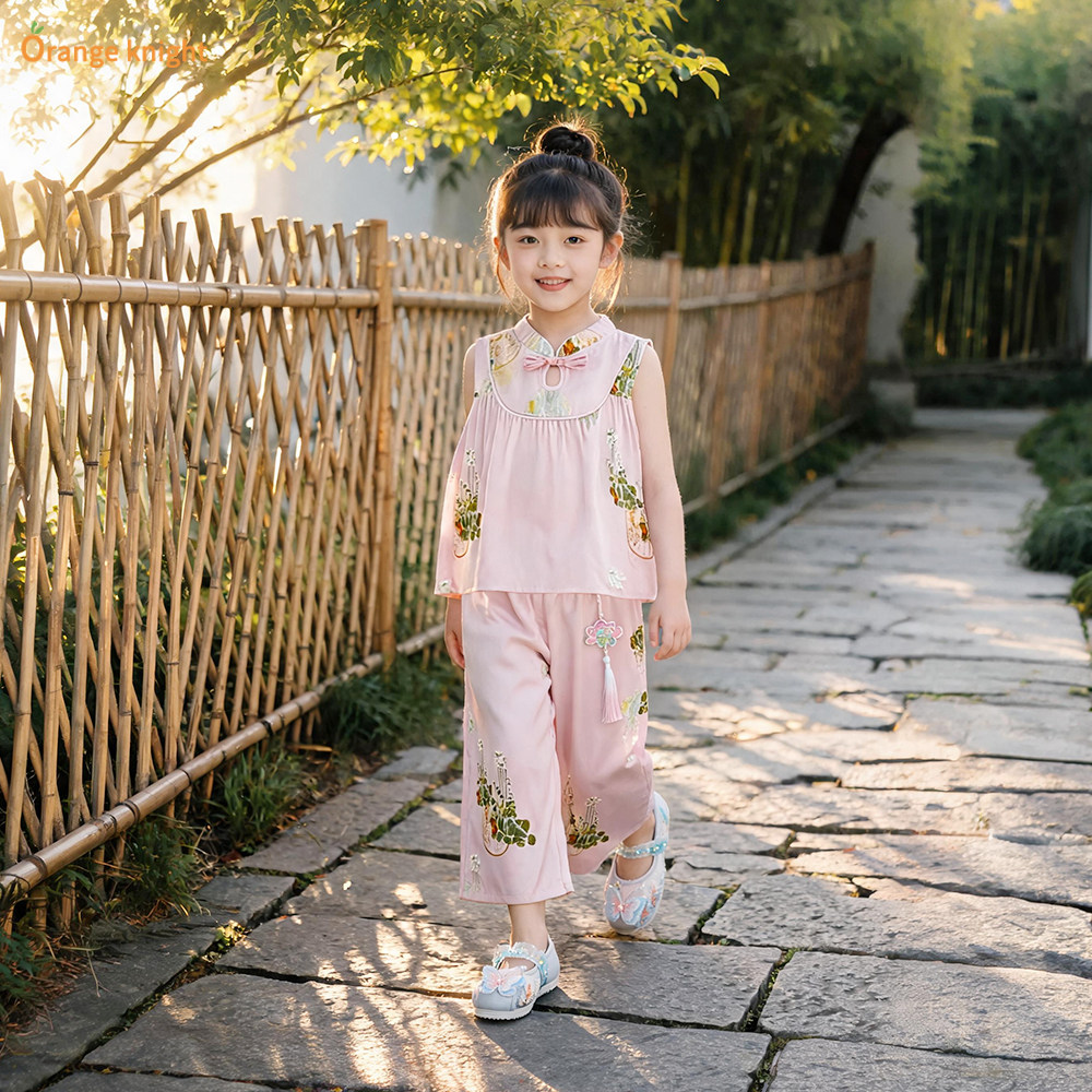 国风女童两件套2026夏季新款套装小女孩新中式复古旗袍儿童汉服装