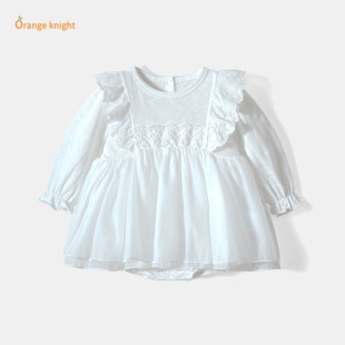 0 - 3岁婴儿连衣裙春秋季女宝公主蕾丝花边衣裙满月周岁裙子外穿