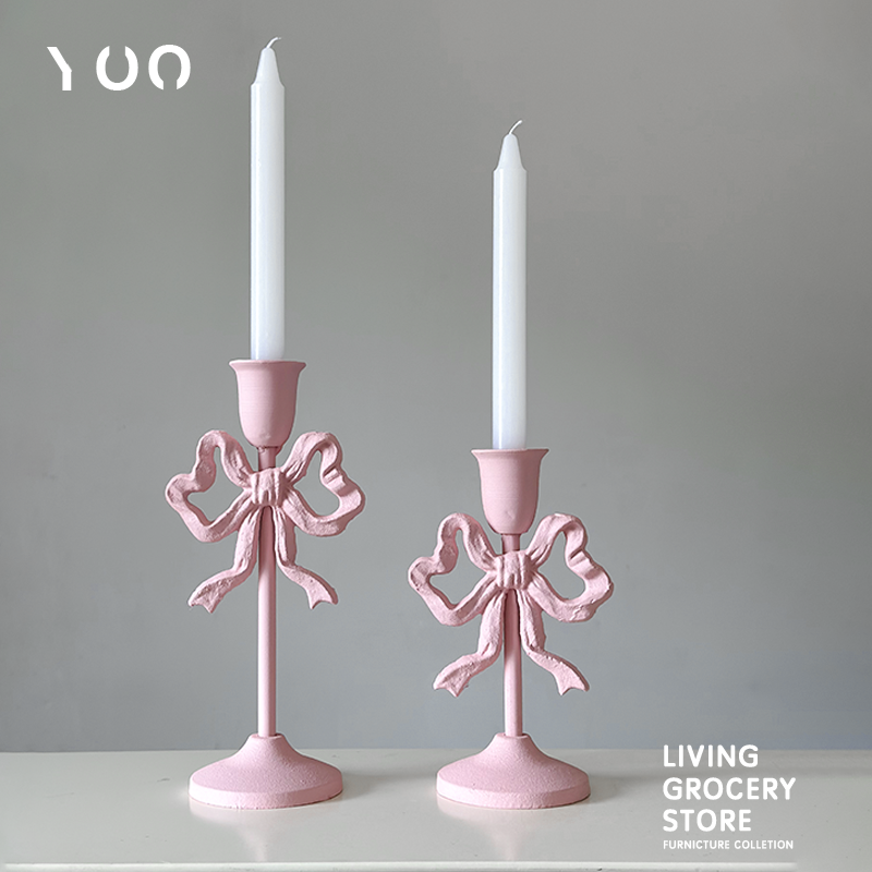 侘寂蝴蝶结复古别墅餐桌会所烛台