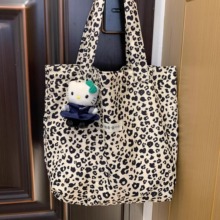 氛围感豹纹帆布包2025新款韩国复古学生休闲托特包百搭购物布袋子