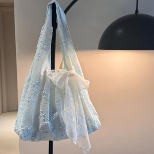 雪纺仙女花朵帆布背心包2026新款小清新日常通勤托特包手提单肩包