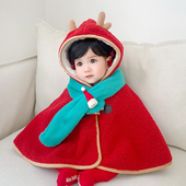 宝宝秋冬衣服圣诞风婴儿服冬季 加绒加厚儿童斗篷外套外出披风 新款