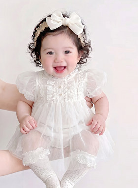 婴儿百天周岁礼服哈衣裙子连衣裙
