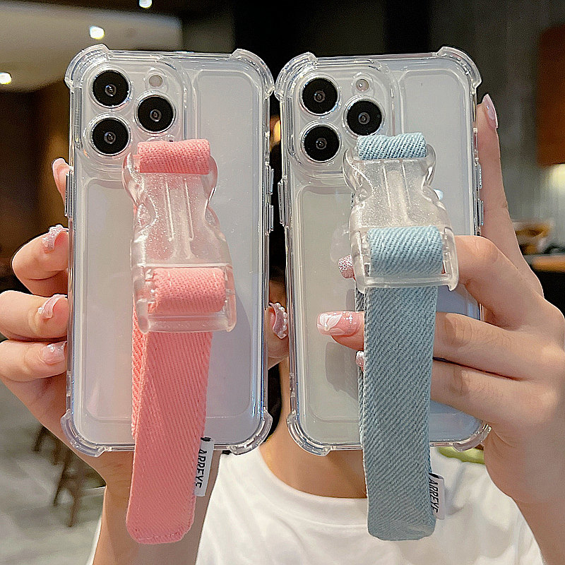 创意牛仔手腕带适用16promax苹果iPhone17/16/15/14/13/12/11手机壳女款17pro防摔15pro网红潮14pm保护套13pm