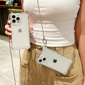 适用iPhone17promax手机壳13苹果16promax斜挎背带17女款 14透明15挂绳11简约12气囊防摔16链条15pro保护套14p