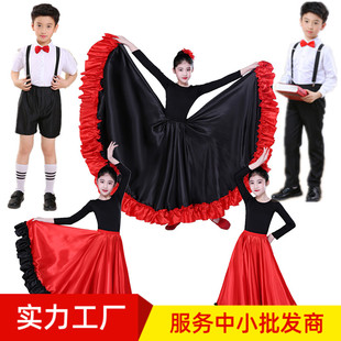 儿童表演服装西班牙斗牛舞蹈半身裙大摆裙开场舞裙舞台演出服装女