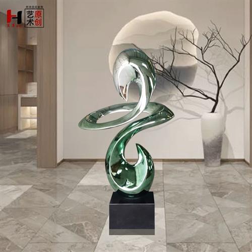 大型玻璃钢电镀雕塑摆件酒店大堂装饰工艺品样板房空间陈设艺主品