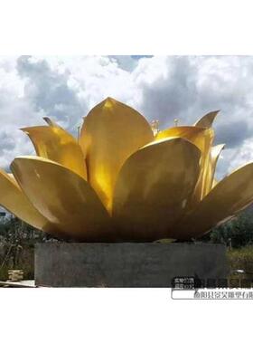 定制不锈钢白钢景观莲花荷叶广场小区水景装饰摆件创意植物雕塑