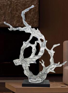 现代简约玄关装饰浪花摆件轻奢高档透明树脂雕塑酒店售楼处工艺品