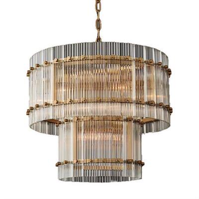 北美别墅客厅挑高层现代简约轻奢SANMARCO复古玻璃RH吊灯