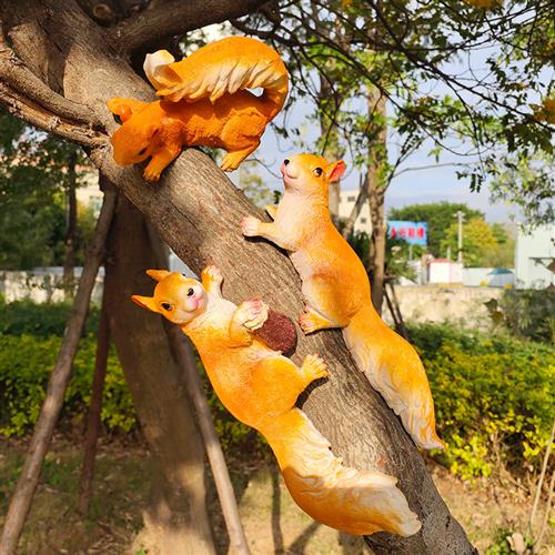 户外花园仿真松鼠雕塑庭院草坪装饰动物玻璃钢摆件幼儿园松鼠挂件