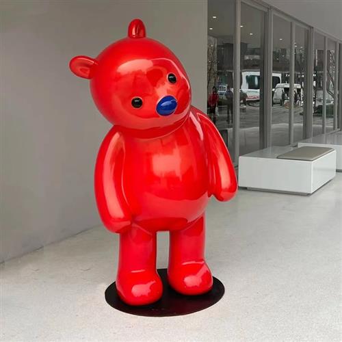 网红占占兔子pupu熊雕塑户外商场大型玻璃钢卡通熊落地装饰大摆件