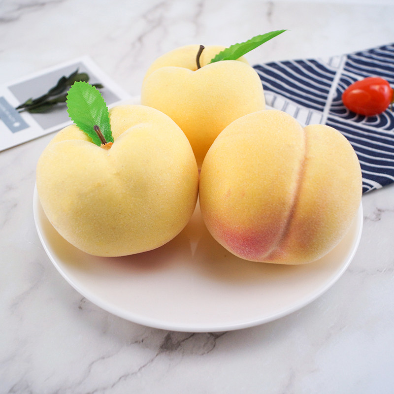 仿真水果桃子大号黄平桃模型假水果黄桃果蔬摆设装饰玩具摄影道具