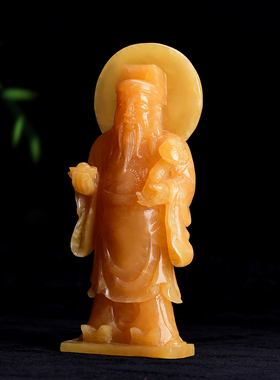 天然黄玉财神爷摆件家用大神像范蠡公司开业招财文财神供奉店铺