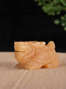 天然米黄玉龙龟招财聚财摆件居家风水装饰工艺品摆件