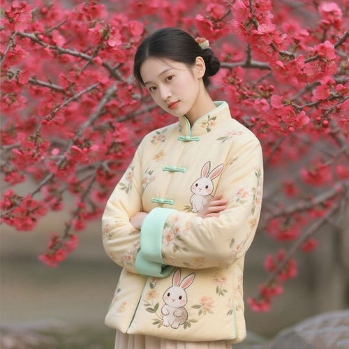 新中式棉衣女中国风复古棉花棉服花色纯棉妈妈新款唐装保暖小棉袄