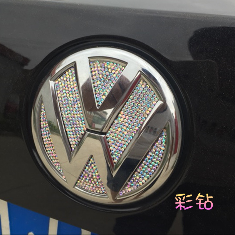 适用于大众镶钻途观速腾高尔夫POLO宝来捷达CC车标改装饰车贴钻石