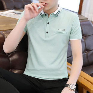 韩版 t恤男士 翻领Polo衫 有领子短袖 大码 夏季 休闲青年上衣薄款 修身