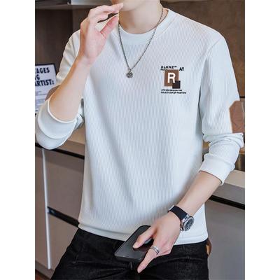 2025新款男士长袖t恤薄款刺绣打底衫上衣秋冬季潮流秋衣男款卫衣