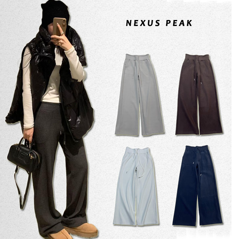 【NEXUS PEAK】经典高腰加长版百搭暖皮绒休闲口袋垂感阔腿裤