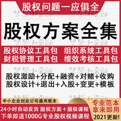 企业公司股权视频股权方案设计股权激励股权分配融资视频课程教程