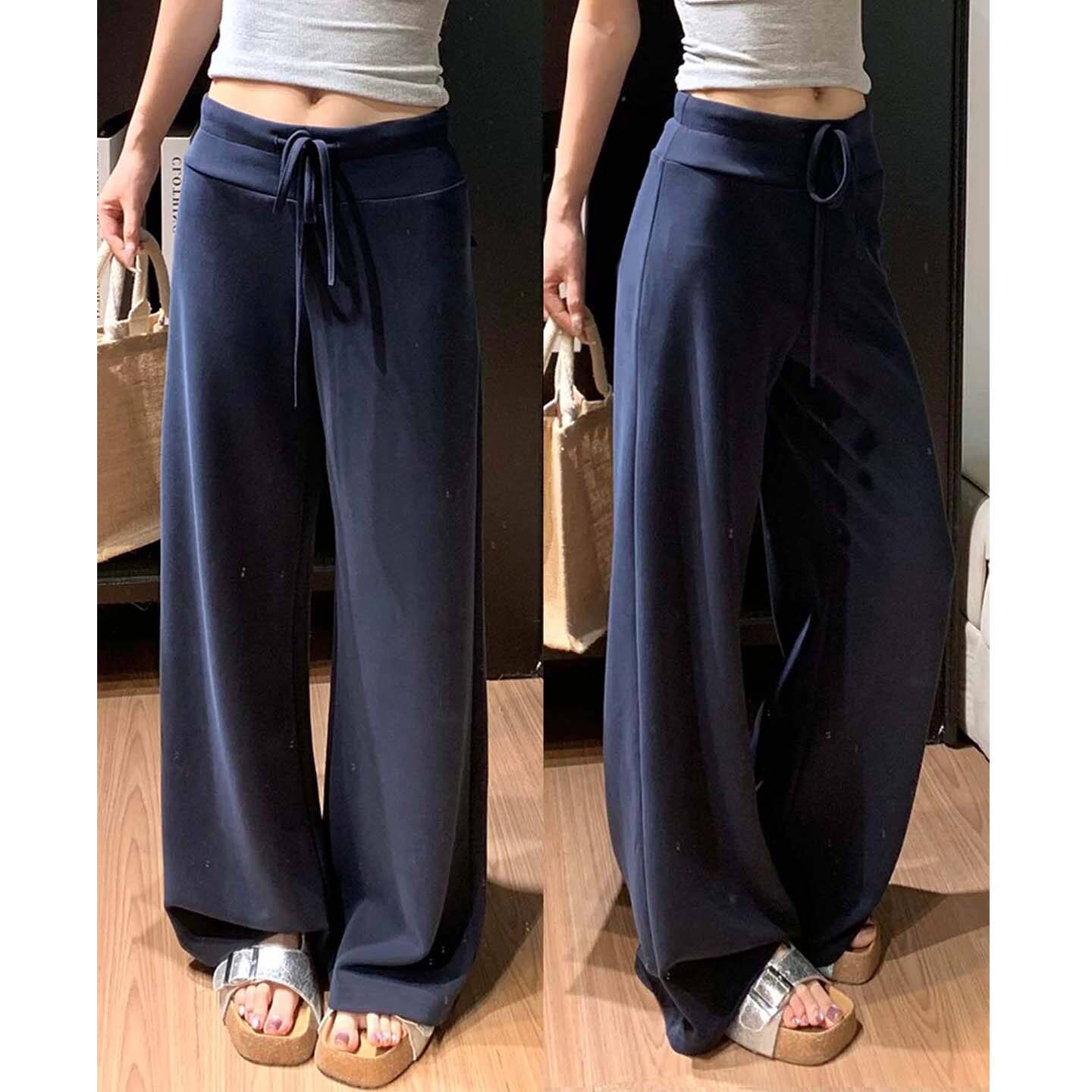 大码窄版阔腿裤女裤春秋夏胖mm垂感直筒高腰瑜伽裤垂垂懒人面膜裤