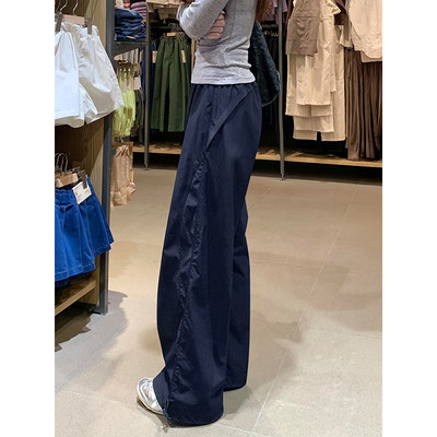 美式藏青色工装裤女夏季