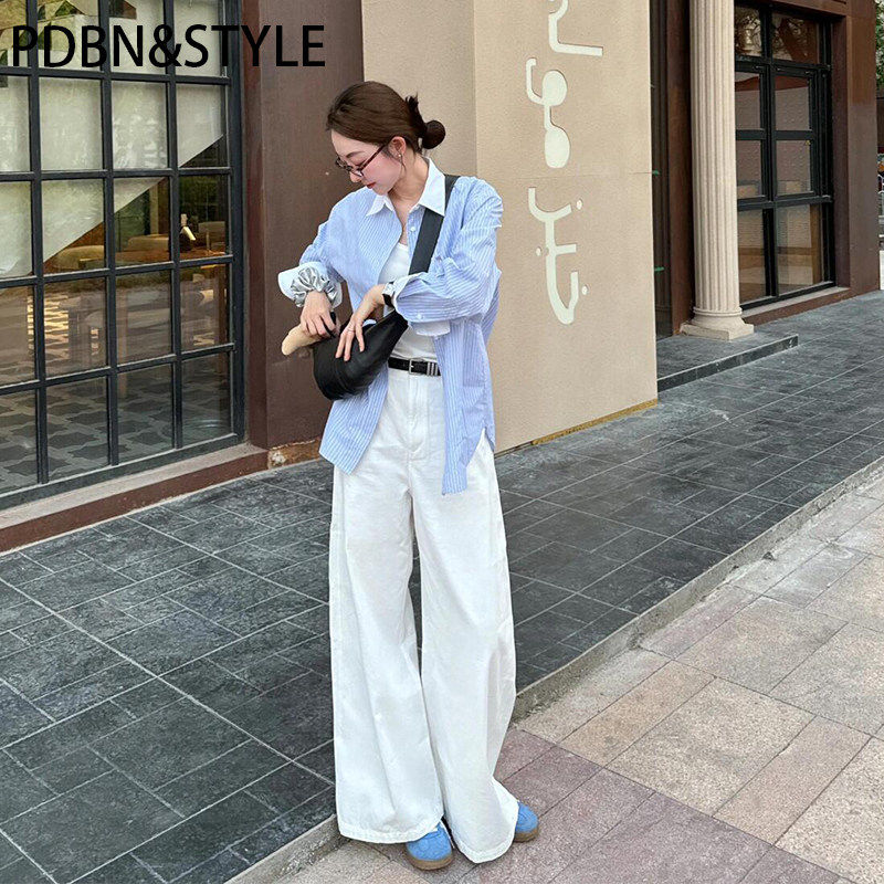 白色阔腿牛仔裤女2026年春夏季新款休闲宽松直筒小个子拖地长裤子