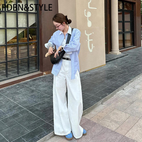 白色阔腿牛仔裤女2026年