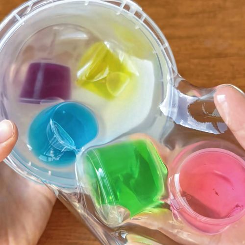 新品彩虹假水起泡胶巨筋透明厚实泡泡奶大桶史莱姆解压玩具高颜值