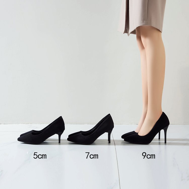 高跟鞋女细跟2024年新款中跟5-7cm百搭学生礼仪正装浅口职业单鞋9