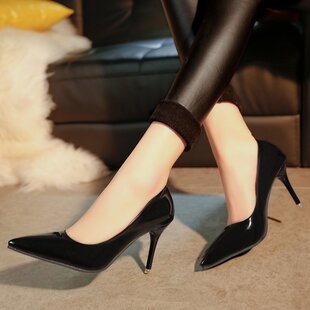 细跟女士皮鞋尖头高跟鞋女职业女性时尚百搭韩版礼仪七八公分单鞋