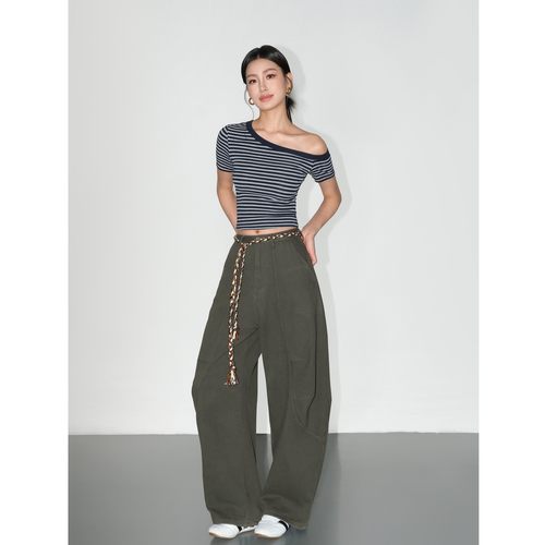 NEVA HU 美式复古工装牛仔裤女设计感镰刀裤宽松休闲阔腿弯刀裤