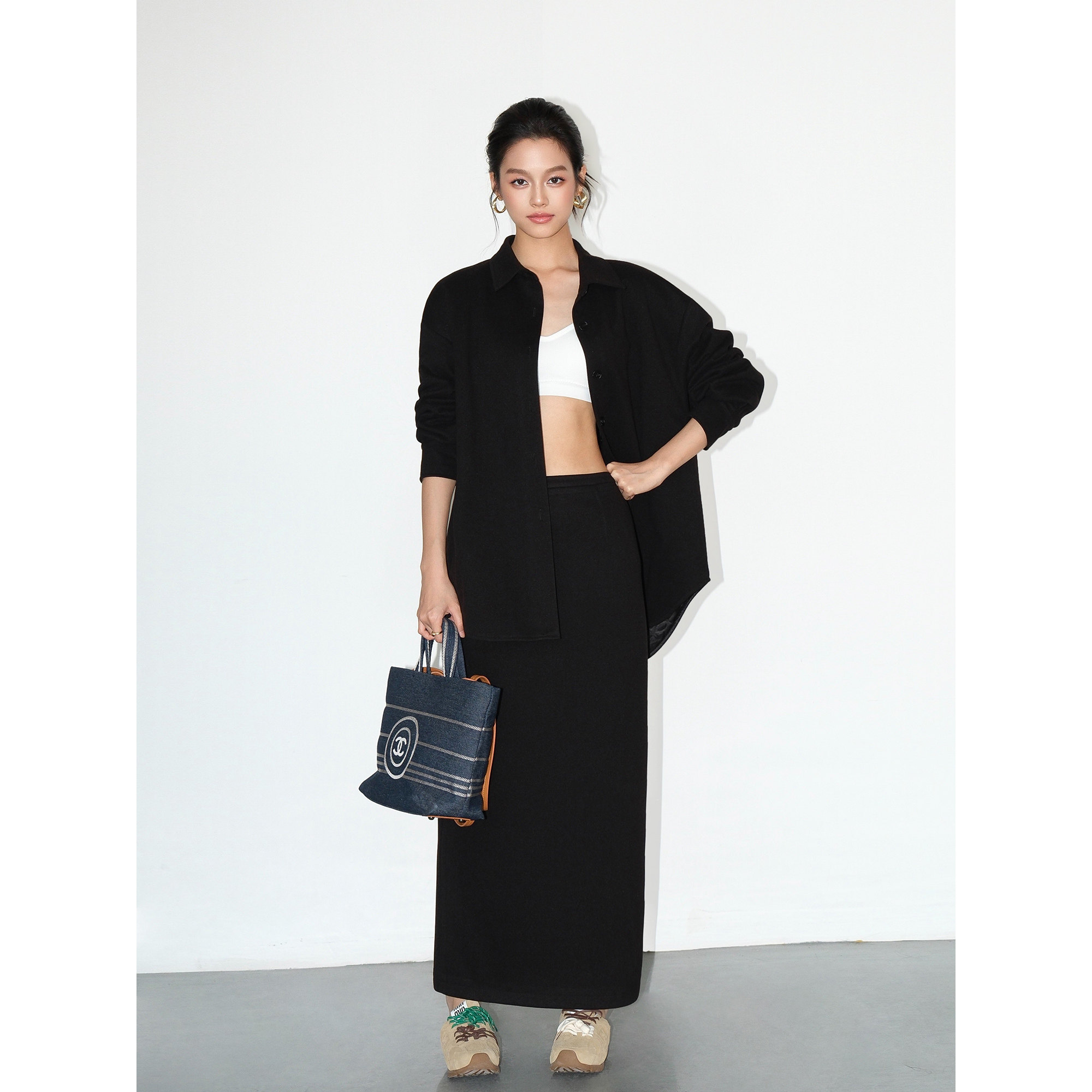 NEVA HU【现货7折】加厚直筒半身裙女秋冬气质中长款包臀a字半裙