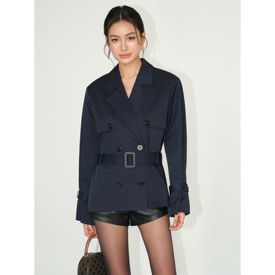 卡其色短款风衣女小个子气质上衣