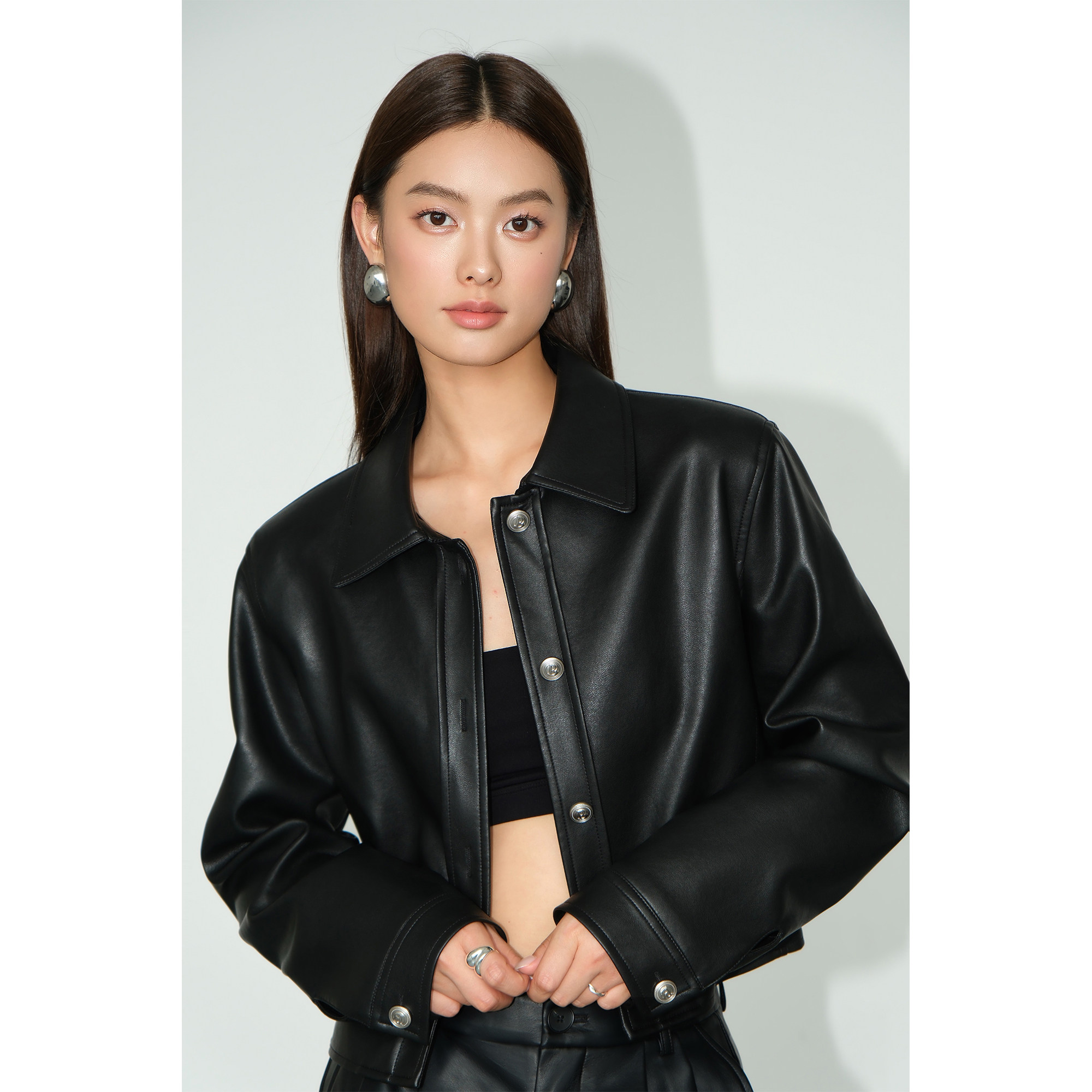 高级感炸街机车夹克上衣皮衣外套