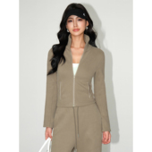 气质拉链开衫 NEVA 上衣 修身 加绒卫衣外套女秋冬新款 黑色短款