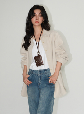 NEVA HU【现货7.5折】松弛加厚衬衫外套女宽松韩版bf休闲外搭上衣