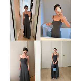 大裙摆显瘦气质长款 NEVA 针织吊带连衣裙女修身 午后伸展 裙子