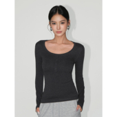 女修身 NEVA 内搭针织上衣 基础u领t恤长袖 打底衫 现货7.5折