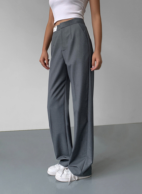 NEVA HU【现货6折】宽松阔腿裤女高腰垂感直筒显瘦拖地西装裤