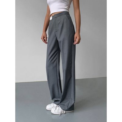 NEVA HU【现货6折】宽松阔腿裤女高腰垂感直筒显瘦拖地西装裤