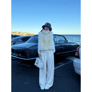 NEVA HU 飒步闲庭 高级感宽松阔腿休闲裤慵懒风直筒垂坠拖地长裤